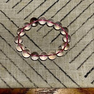 Gemmy star rose quartz beaded bracelet with 14 mm beads
